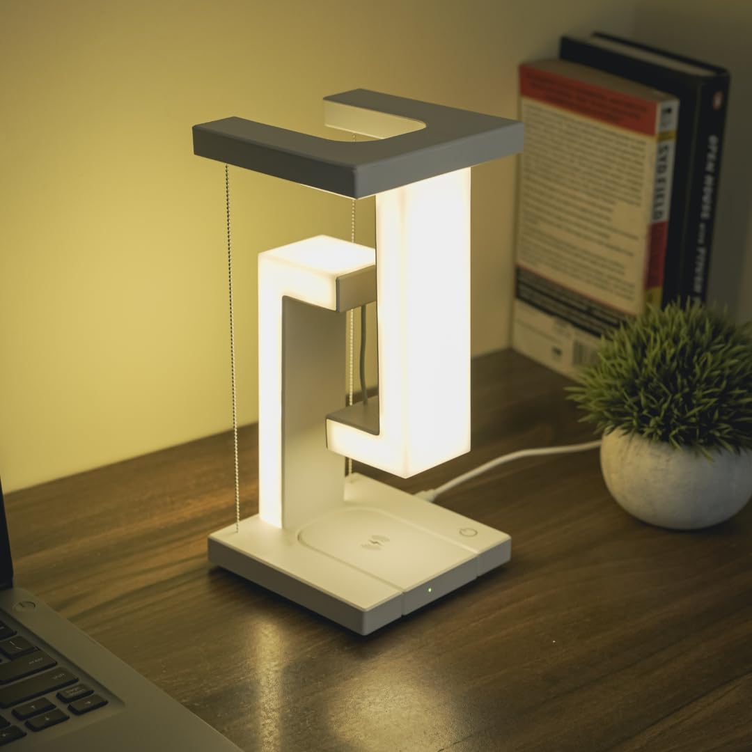 Anti-Gravity Table Night Lamp, Touch Switch, LED Light with Mobile Wireless Charging