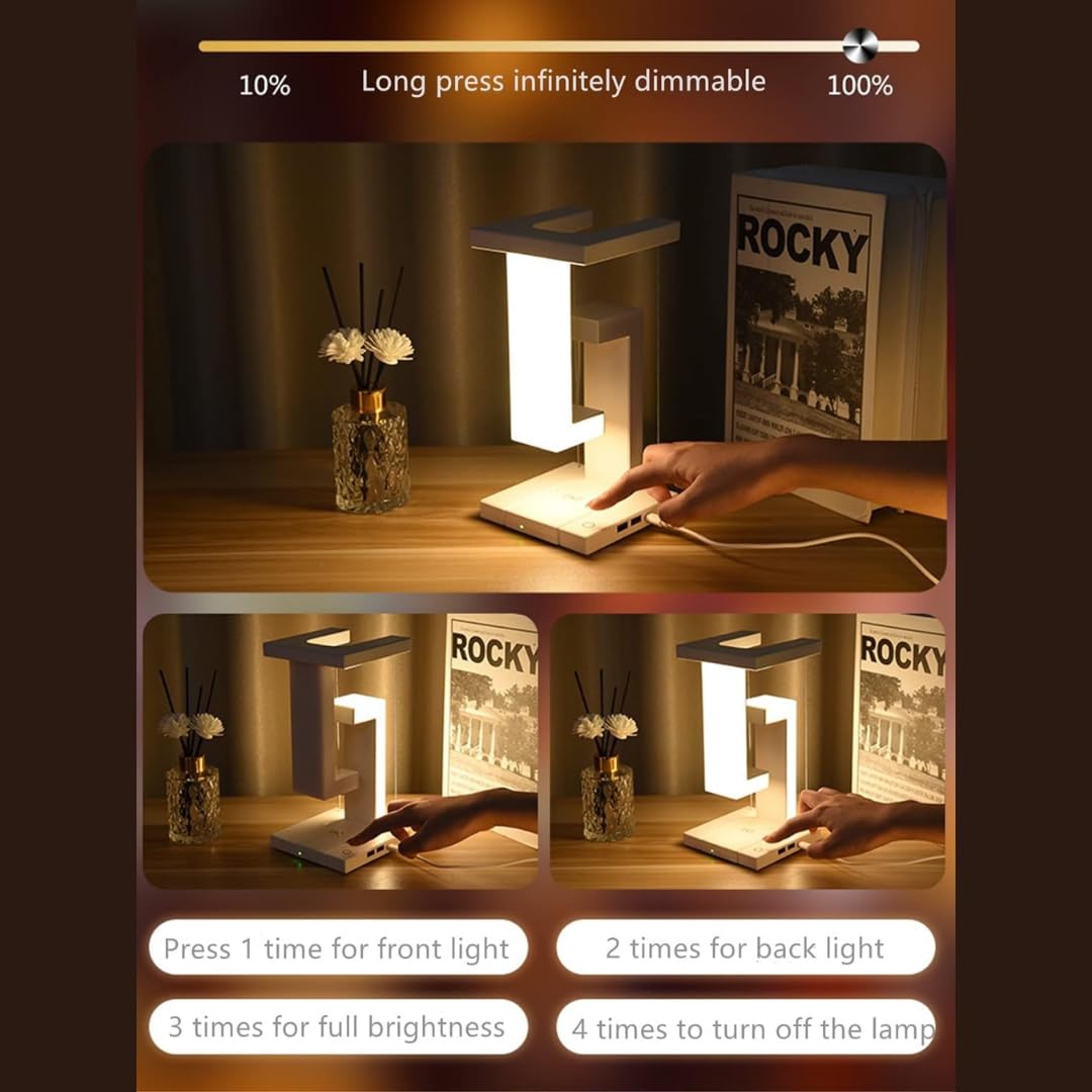 Anti-Gravity Table Night Lamp, Touch Switch, LED Light with Mobile Wireless Charging