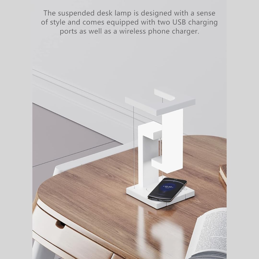 Anti-Gravity Table Night Lamp, Touch Switch, LED Light with Mobile Wireless Charging