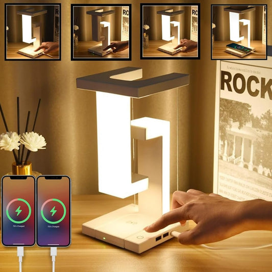 Anti-Gravity Table Night Lamp, Touch Switch, LED Light with Mobile Wireless Charging